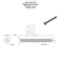 Phillps Flachkopfschraube UNC #4-40 x 1 1/8 in - 28,58 mm...