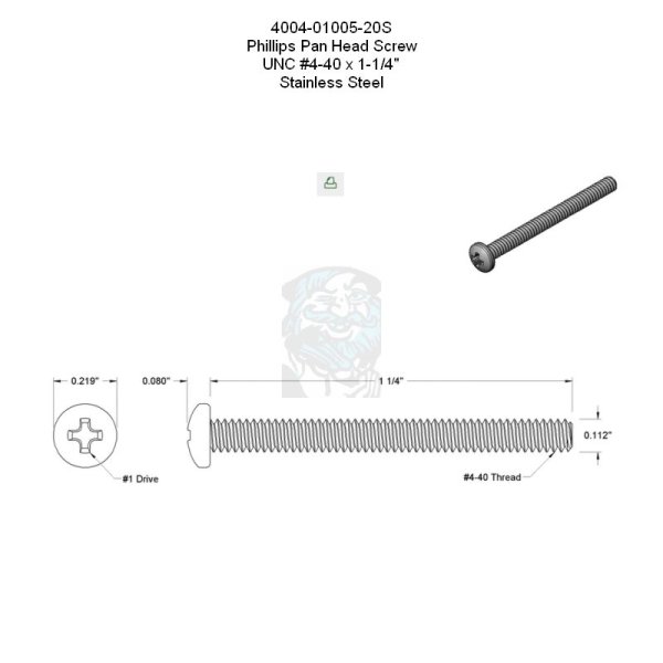 Phillps Flachkopfschraube UNC #4-40 x 1 1/4 in - 31,75 mm - A2