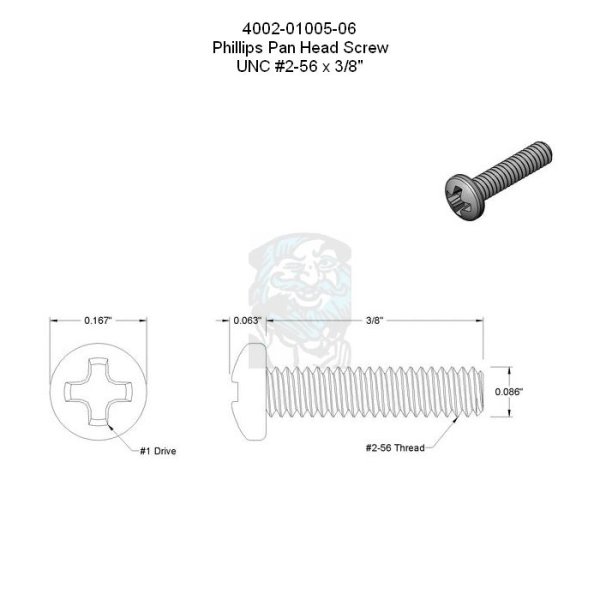 Phillips Flachkopfschraube UNC #2-56 x 3/8 in - 9,53 mm