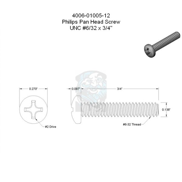 Phillips Flachkopfschraube UNC #6-32 x 3/4 in - 19,05 mm