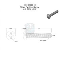 Phillips Flachkopfschraube UNC #6-32 x 3/4 in - 19,05 mm