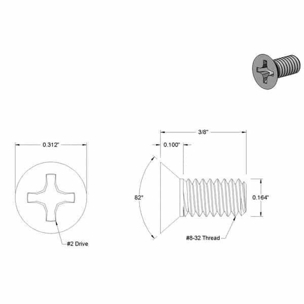 Phillips Senkkopf Schraube #8/32 - 3/8 in - 9,53 mm