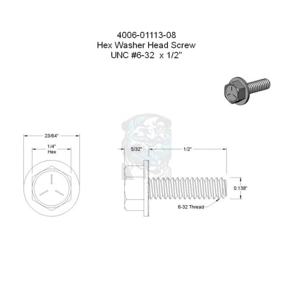 Sechskantschraube mit Flansch UNC #6-32 x 1/2 in - 12,7 mm