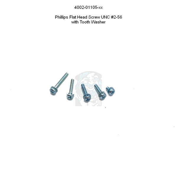 Phillips Flachkopfschraube mit Zahnscheibe UNC Gewinde #2-56 - diverse Ausf&uuml;hrungen