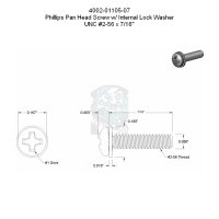 Phillips Flachkopfschraube mit Zahnscheibe UNC #2-56 x...
